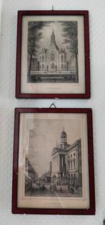 Etsen Rotterdam 'Nieuwe Kerk' en 'Stadhuis', Antiek en Kunst, Kunst | Etsen en Gravures, Ophalen of Verzenden