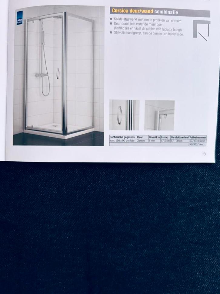 Nieuw Corsica AQUA VIVE Draaideur 190 x 90 cm Chroom, Doe-het-zelf en Verbouw, Sanitair, Nieuw, Douche, Chroom, Ophalen