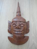 Mooie teak houten hoofd afbeelding Tempelwachter Thailand, Ophalen of Verzenden