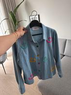 Leuke denim blouse met smileys one size, Ophalen of Verzenden, Zo goed als nieuw, Blauw