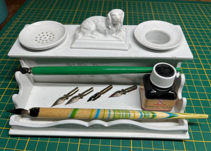 Petrus Regout compleet inktstel met hondje, Antiek en Kunst, Antiek | Kantoor en Zakelijk, Ophalen of Verzenden
