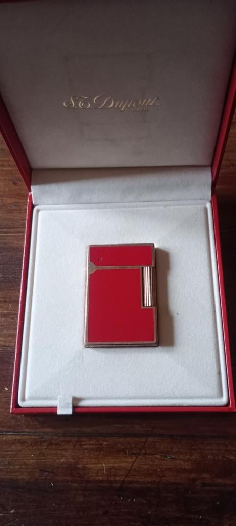 S.T. Dupont Ligne 1 Gouden Rode Lak Aansteeker, Ophalen of Verzenden