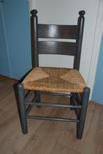 houten grijze stoel met rieten zitting, vintage, Huis en Inrichting, Stoelen, Grijs, Gebruikt, Eén, Hout