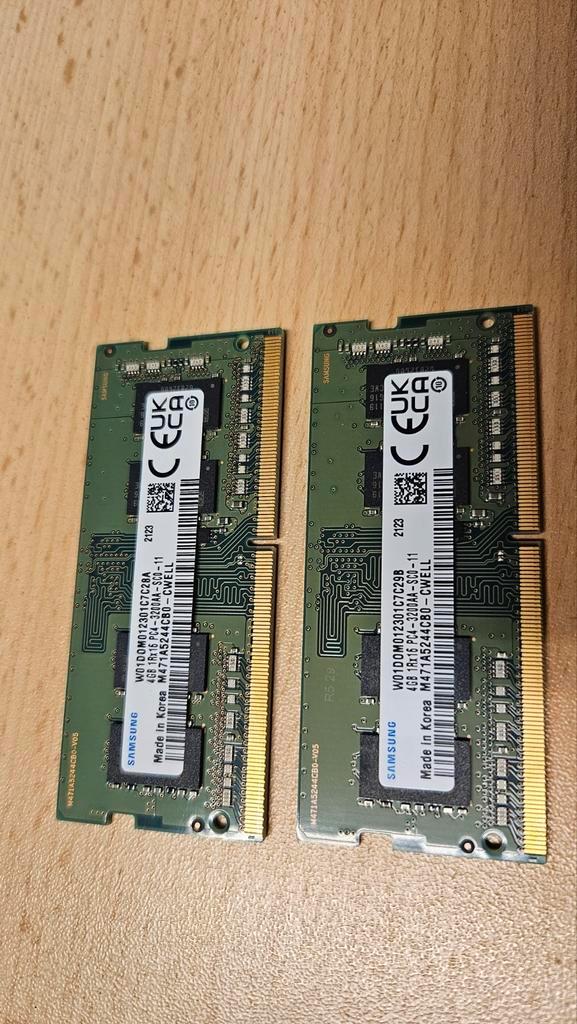 2x 4GB Samsung DDR4 SODIMM | 8GB | Laptopgeheugen | 3200MHz, Computers en Software, RAM geheugen, Zo goed als nieuw, Laptop, 8 GB