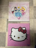 Disney Prinsessen en Hello Kitty roze schilderij kinderkamer, Ophalen of Verzenden, Zo goed als nieuw, Wanddecoratie