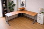 houten hoekbureau met metalen onderstel, Huis en Inrichting, Ophalen, Gebruikt