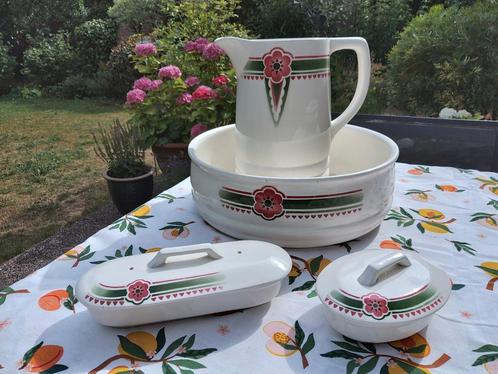 Lampetstel 4-delig Société Ceramique Maestricht 1940, Antiek en Kunst, Curiosa en Brocante, Ophalen