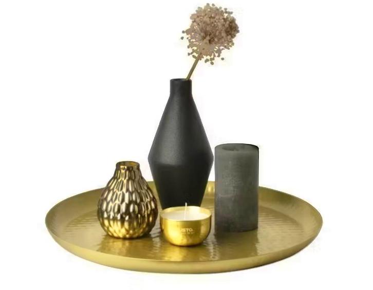 GUUSTA GOUDKLEURIGE WAND & DECO SCHAAL, Huis en Inrichting, Woonaccessoires | Schalen en Manden, Nieuw, Schaal, Rond, Overige materialen