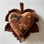 Gietijzeren blad met houten hart inleg, Huis en Inrichting, Woonaccessoires | Wanddecoraties, Ophalen of Verzenden, Gebruikt