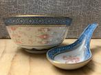 Vintage Jingdezhen Rijstkommen met Lepel draken decor, Ophalen of Verzenden