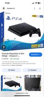 PS4 Slim 500GB + Controller + Games, Spelcomputers en Games, Spelcomputers | Sony PlayStation 4, Ophalen of Verzenden, Met 1 controller