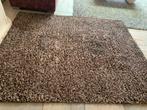 Hoogpolig bruin-beige vloerkleed met franjes 240 x 200 cm, Huis en Inrichting, Stoffering | Tapijten en Kleden, Ophalen, Gebruikt
