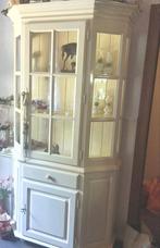 Mooie landelijke vitrinekast - wit hoogglans, Huis en Inrichting, Kasten | Vitrinekasten, Ophalen, Gebruikt, Landelijk, 25 tot 50 cm