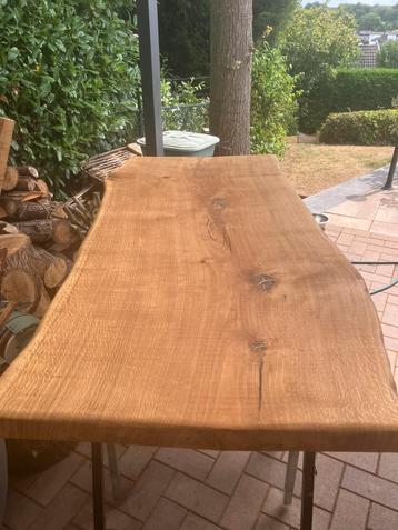 Eiken tafel blad lang 1,50 x breed 75- 80 cm en 5,5 cm dik beschikbaar voor biedingen