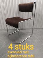 vintage metalen / gestoffeerde stoel stoelen eetkamerstoelen, Vier, Gebruikt, Metaal, Vintage design Mid Century jaren 50 60 70 eetkamerstoelen