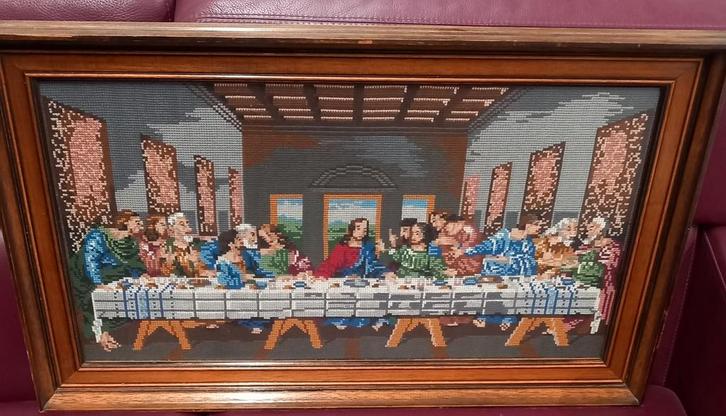 Wandkleed Het Laatste Avondmaal in lijst, Antiek en Kunst, Kunst | Schilderijen | Klassiek, Ophalen