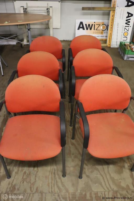 Online Veiling: Vergaderstoelen | Rood gestoffeerd | 6 stuks, Zakelijke goederen, Kantoor en Winkelinrichting | Kantoormeubilair en Inrichting