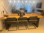 Eiken Eettafel Met 6 stoelen, Zo goed als nieuw, Vijf personen of meer, Rechthoekig, 50 tot 100 cm