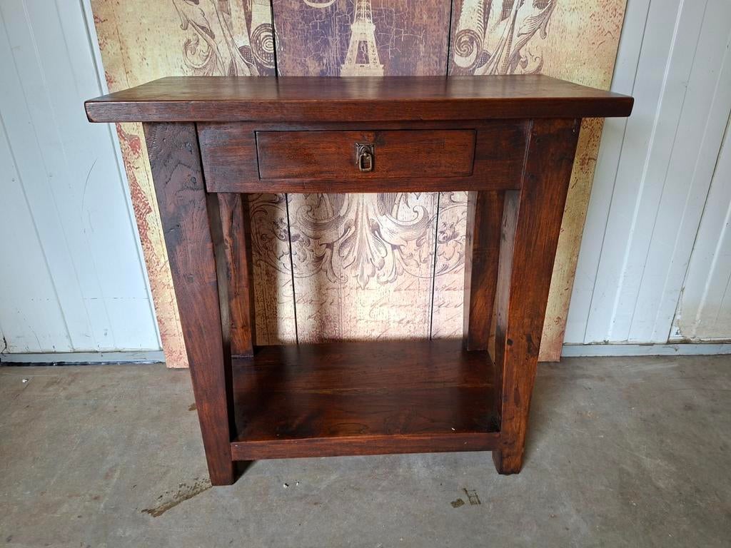 Klassieke eiken sidetable, haltafel, wandconsole., Ophalen of Verzenden, Zo goed als nieuw, 25 tot 50 cm
