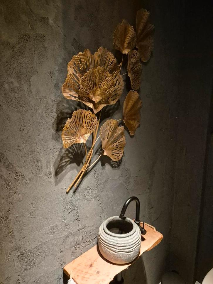 Goudkleurige planten wanddecoratie, Huis en Inrichting, Woonaccessoires | Wanddecoraties, Zo goed als nieuw, Decoratieobject, Modern