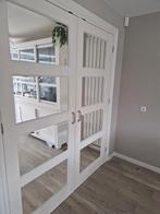 Openslaande kamer en suite deuren 83x210 wit /facet glas, Ophalen, Gebruikt, 80 tot 100 cm, Binnendeur