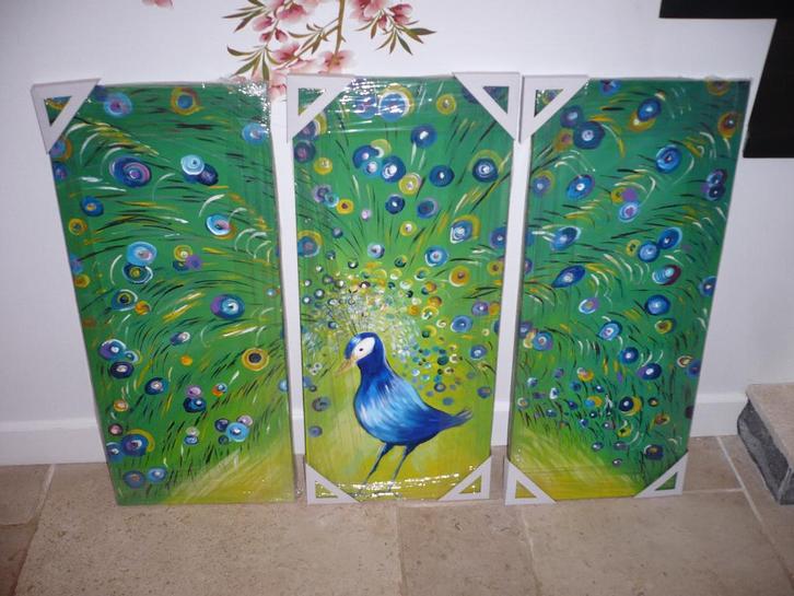 3 luik pauw, Huis en Inrichting, Woonaccessoires | Wanddecoraties, Nieuw, Ophalen