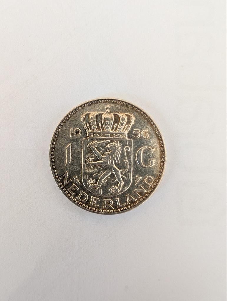 Zilveren Nederlandse 1 gulden 1956 Koningin Juliana, Ophalen of Verzenden