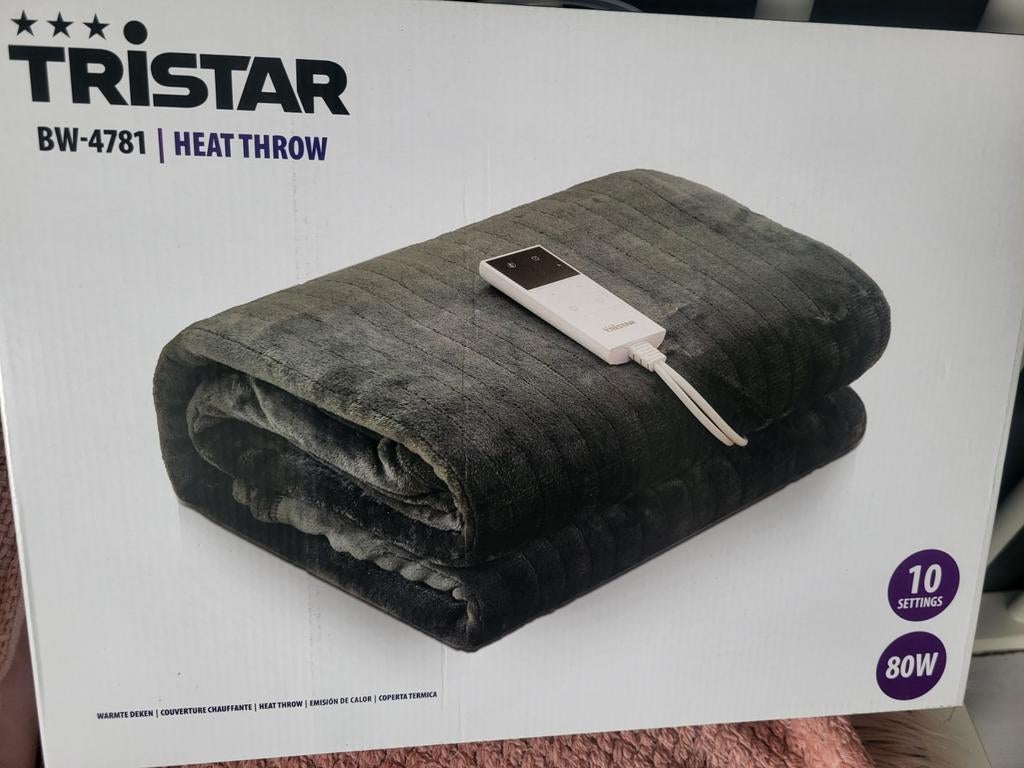 Tristar BW-4781 Elektrische Warmtedeken - 80W, Ophalen, Nieuw, Grijs, Rechthoekig
