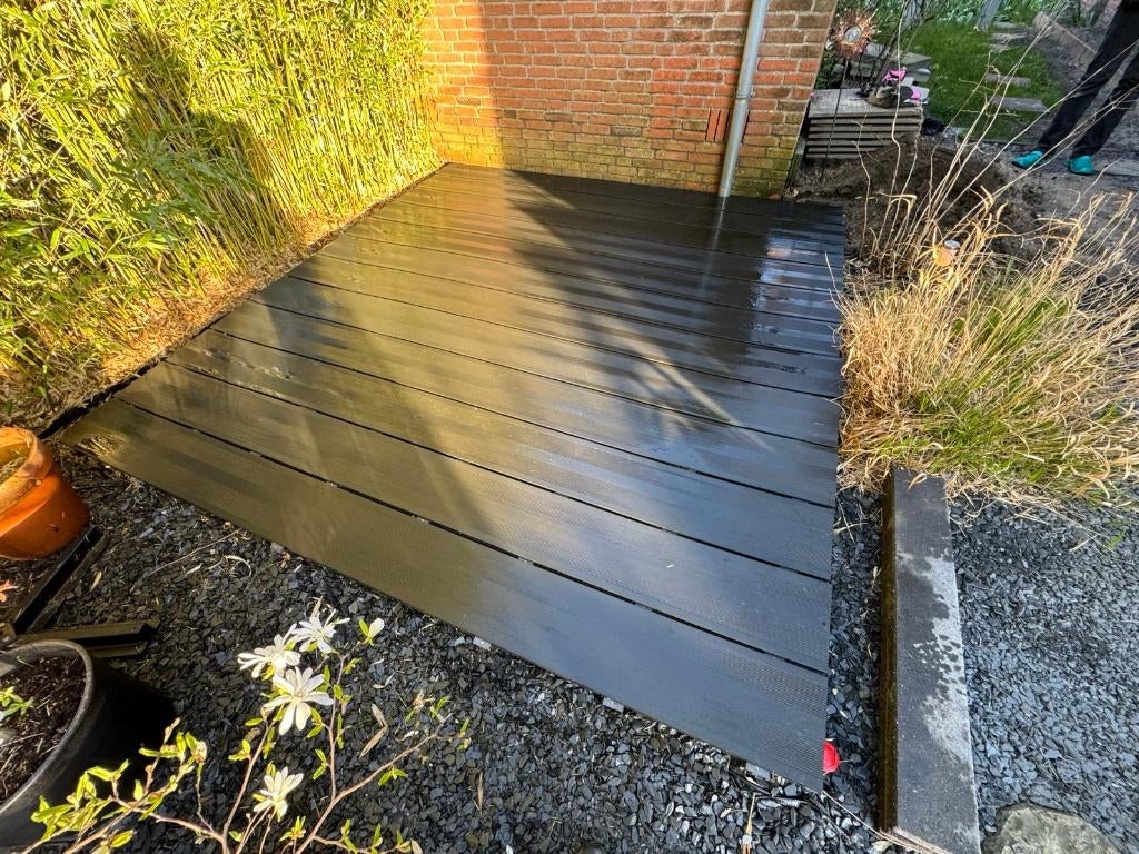 12 composiet vlonderplanken / terrasplanken + regels + clips, Tuin en Terras, Terrasdelen en Vlonders, Ophalen, Gebruikt, Composiet