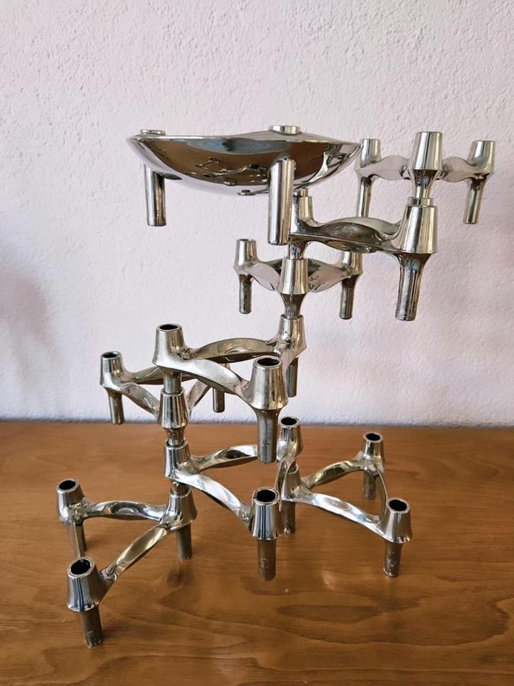 Vintage BMF Stoff Nagel set modulaire kandelaars en schaal, Antiek en Kunst, Kunst | Designobjecten, Ophalen of Verzenden