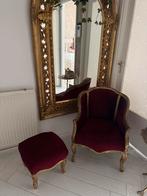 Queen Ann Stijl Stoel en Voetenbankje - Bordeauxrood, Ophalen, Gebruikt, 75 tot 100 cm, 50 tot 75 cm