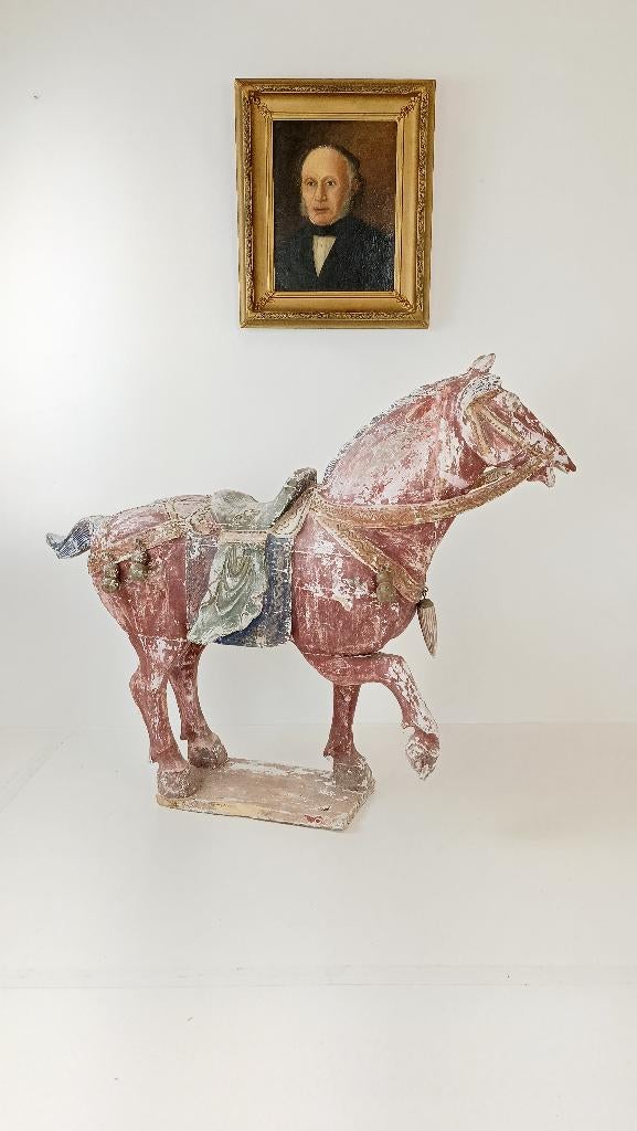 prachtig antiek houten Tang Dynasty Horse beeld, Antiek en Kunst, Antiek | Woonaccessoires, Ophalen of Verzenden
