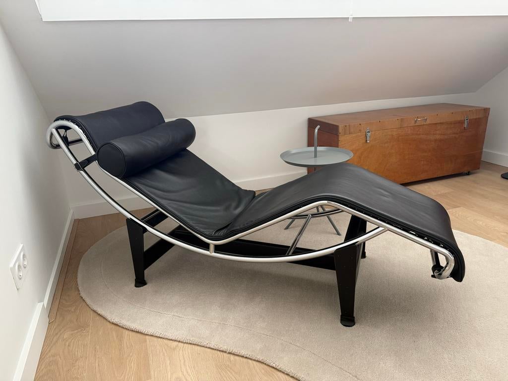 Le Corbusier LC4 ligstoel in zwart leer, Ophalen, Gebruikt, Leer, 75 tot 100 cm