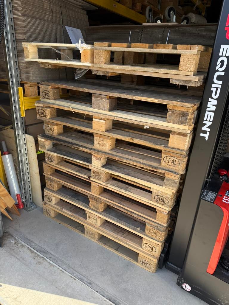 Europallets 9x, Doe-het-zelf en Verbouw, Hout en Planken, Ophalen, 25 tot 50 mm, Zo goed als nieuw, Pallet
