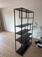 Zwarte metalen boekenkast - Modern design, Huis en Inrichting, Kasten | Boekenkasten, Ophalen, Met plank(en), 200 cm of meer, 50 tot 100 cm