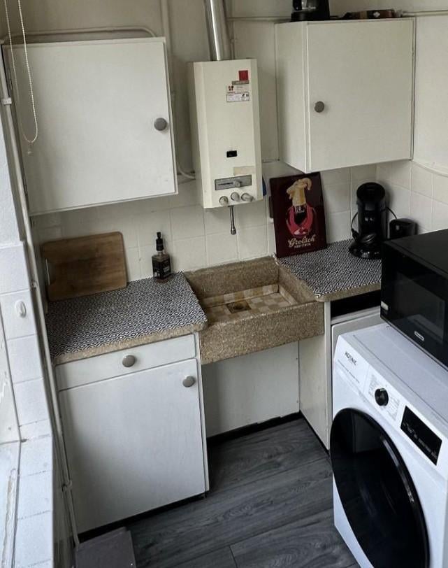 Originele Bruynzeel keuken jaren '60 met granito blad, Ophalen, Gebruikt, Graniet of Steen, Enkelwandige keuken