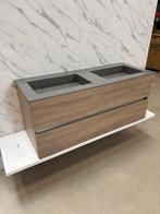 H&R Badmeubel 120cm Grijs Eiken met Ink Marmere Wastafel, Huis en Inrichting, Badkamer | Badkamermeubels, 100 tot 150 cm, Wltradingnl@outlook.com