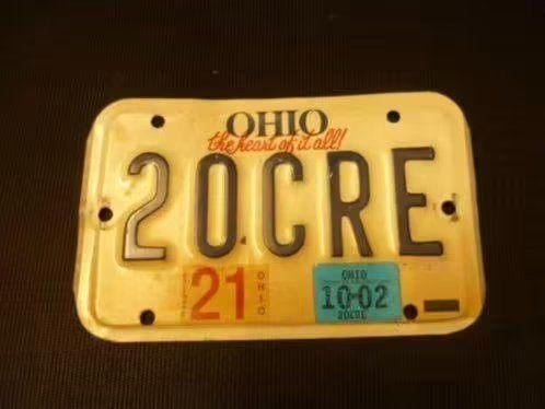 Motor licenseplate / motor kentekenplaat Ohio USA, Verzenden, Gebruikt, Auto's