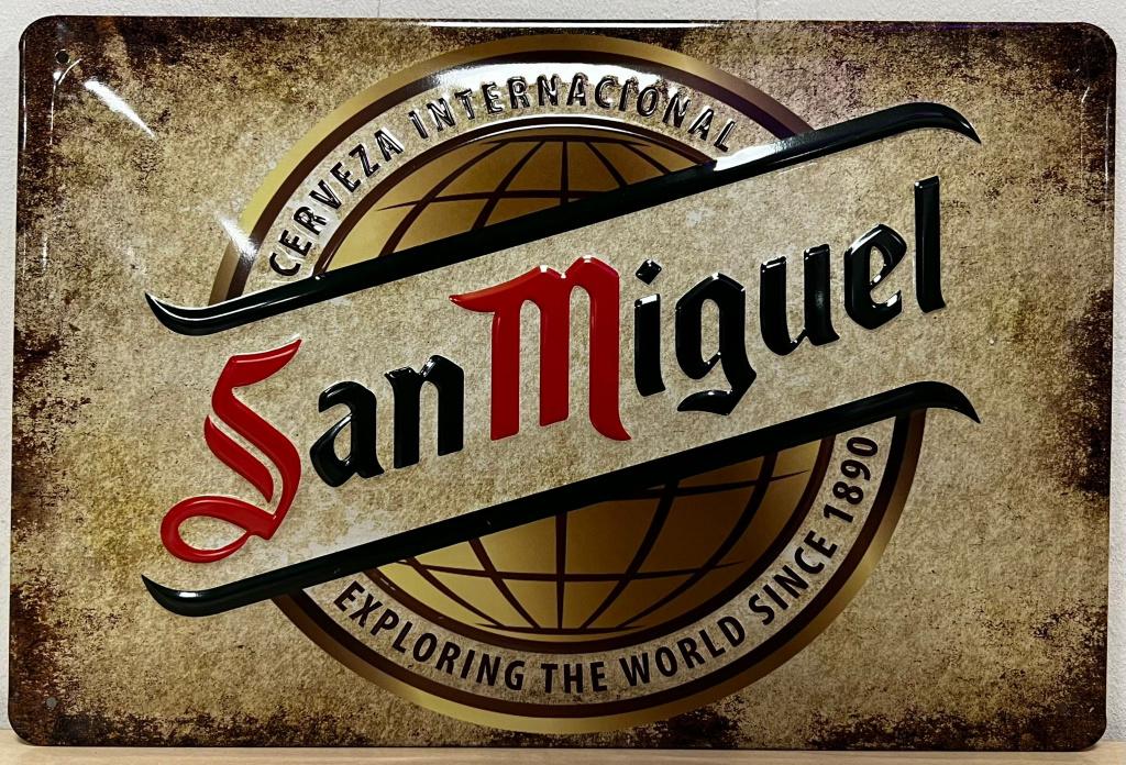 San Miguel bier relief reclamebord van metaal wandbord deco, Verzamelen, Ophalen of Verzenden, Nieuw, Reclamebord, Plaat of Schild