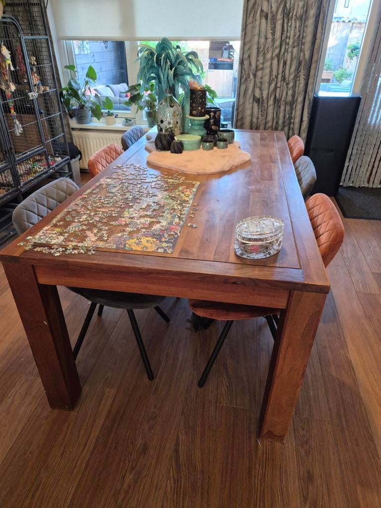 Teakhouten Eettafel,, Ophalen, Gebruikt, Teakhout