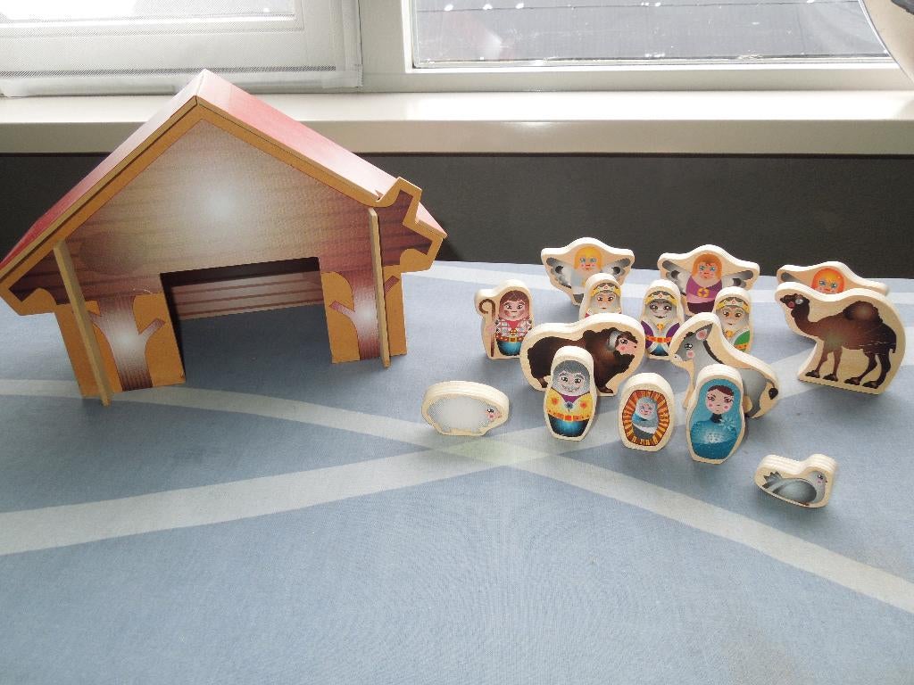 Houten kerststal voor kinderen, Ophalen of Verzenden, Gebruikt