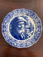 Boch Frères Delfts blauw wandbord - Visser met pijp, Ophalen