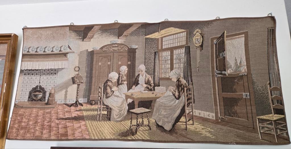 Prachtig Gobelin Wandkleed met 5 Ophanghaakjes - 116x56 cm, Gebruikt, Meerkleurig, Klassiek, Ophalen of Verzenden