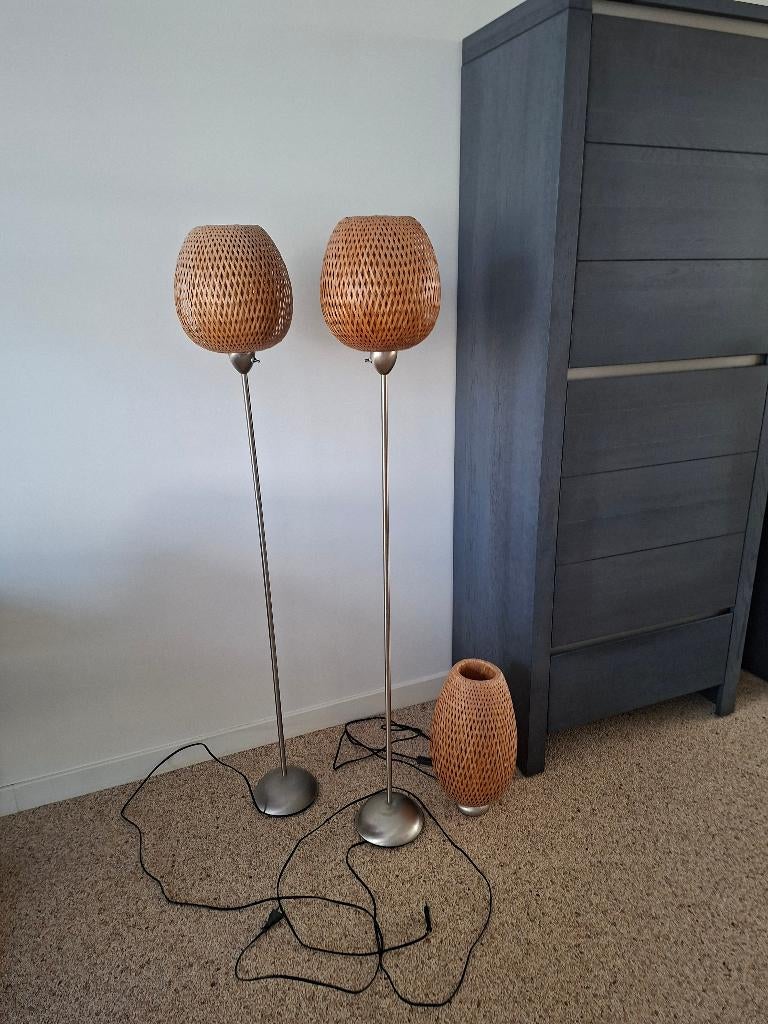 Lampen  Ikea 2staande en een tafellamp Bamboe, Ophalen, Zo goed als nieuw, Overige materialen, Minder dan 50 cm