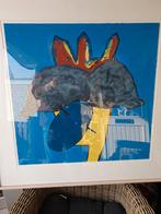 Abstract schilderij met felle kleuren, Ophalen of Verzenden