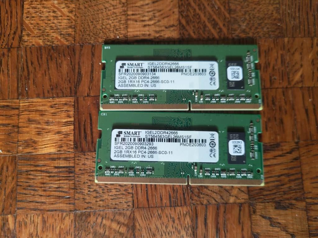 4 GB (2x2) Igel DDR4 2666 MHz SoDimm, Gebruikt, DDR4, Ophalen of Verzenden, Laptop