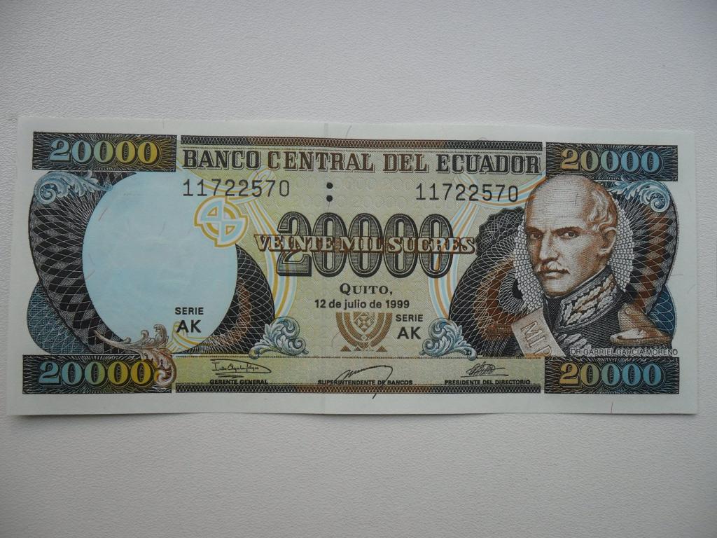 Ecuador #129f [1999] / 20.000 sucres UNC, Postzegels en Munten, Bankbiljetten | Amerika, Verzenden, Zuid-Amerika