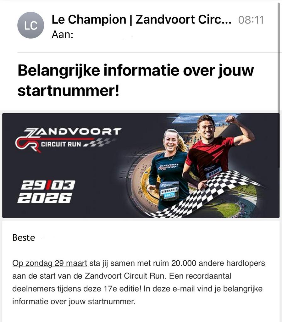 1 kaartje Zandvoort circuit run 10 engelse mijl, Tickets en Kaartjes, Eén persoon, Maart