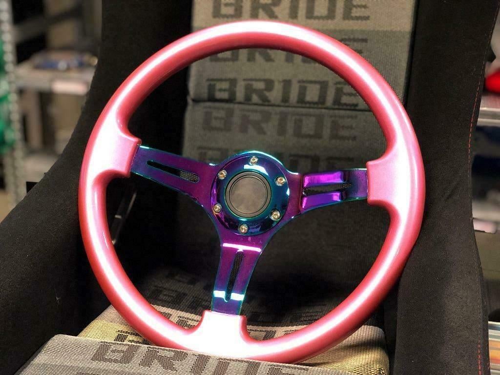 JapPower/PowerParts Racestuur sportstuur neochrome roze, Auto diversen, Ophalen of Verzenden