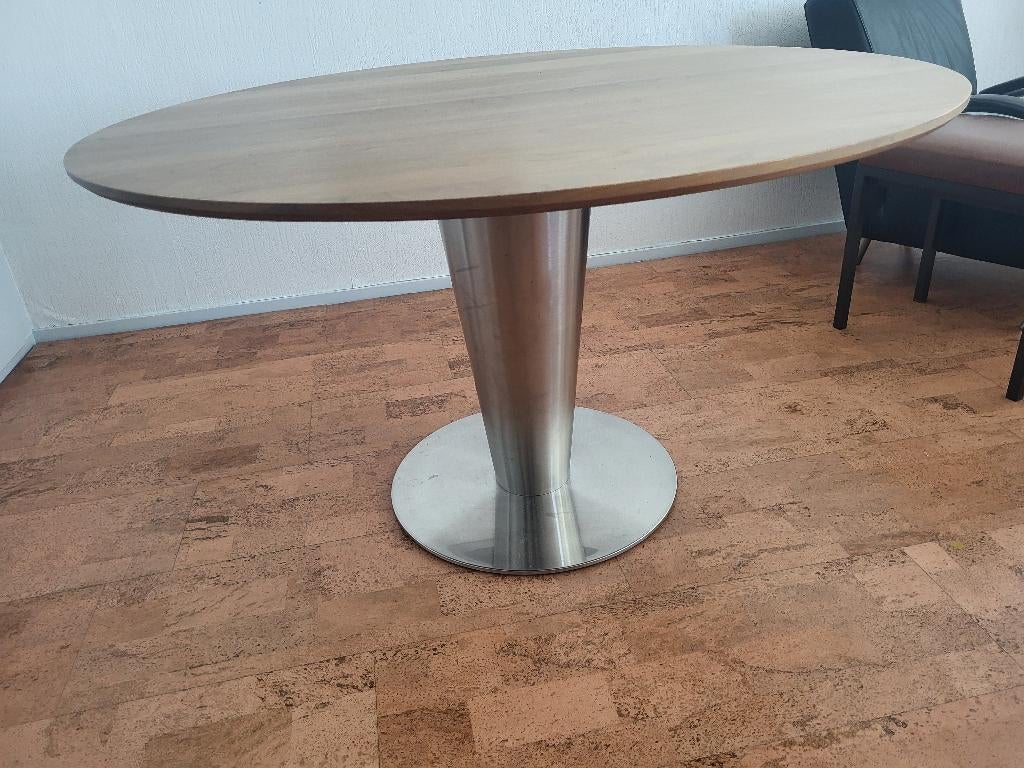 Mooie ronde design eettafel Nouveau Ambiance Discus, Huis en Inrichting, Tafels | Eettafels, Rond, Zo goed als nieuw, Vier personen
